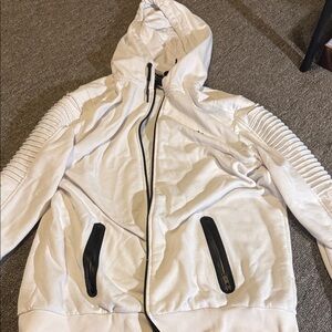 Marc Ecko White Hoodie with Black Drawstrings